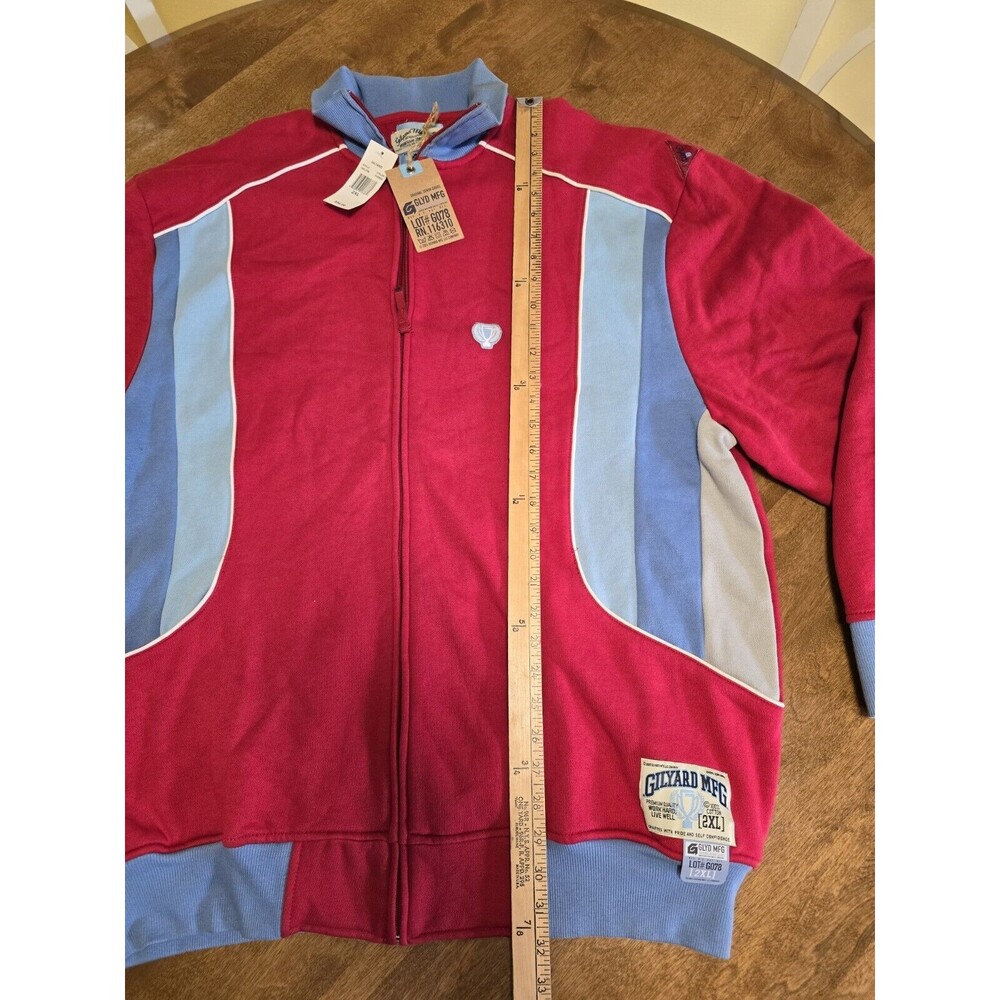 Gilyard Mfg 2XL Red Blue Full Zip Sweatshirt Logo Hip Hop Urban NWT Super Rare - Picture 8 of 17